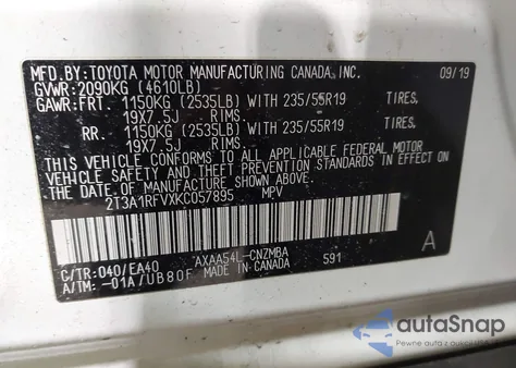 2019 Toyota Rav4 Xle Premium from USA, damaged, VIN 2T3A1RFVXKC057895